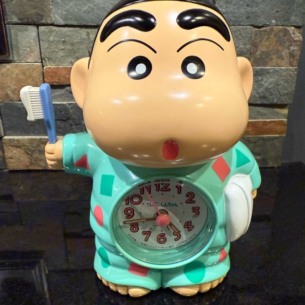 Showa Retro Crayon Shin-Chan Alarm Clock CITIZEN/JAPAN used